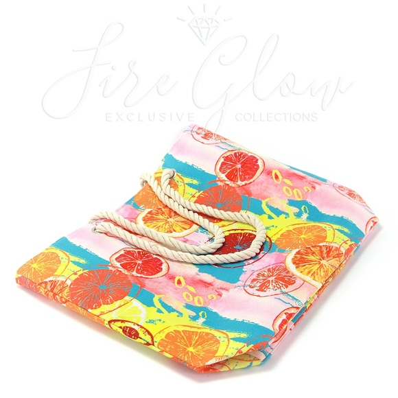 Multicolor Summer Fruit / Citrus Beach Tote Bag - Picture 7 of 7